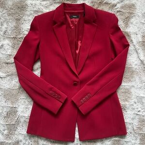 Theory Crepe Power Jacket in Bright Raspberry, size 4